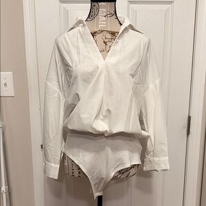 White BODYSUIT BLOUSE MEDIUM NEW